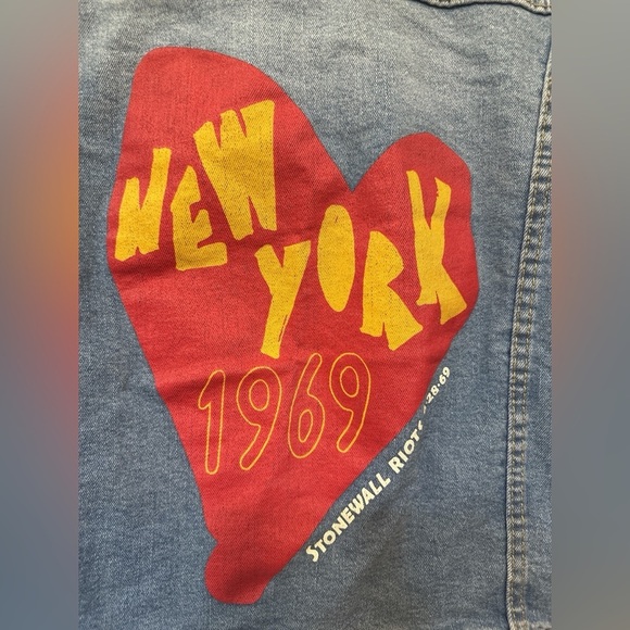 Take Pride New York 1969 Stonewall Riots Blue Denim Jacket Unisex - Picture 3 of 6